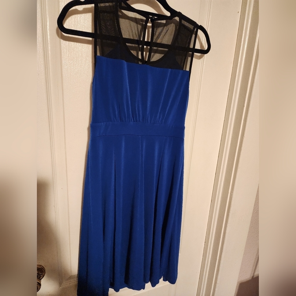 En Focus Studio Blue And Black Mesh Dress Size 8 - Picture 5 of 5